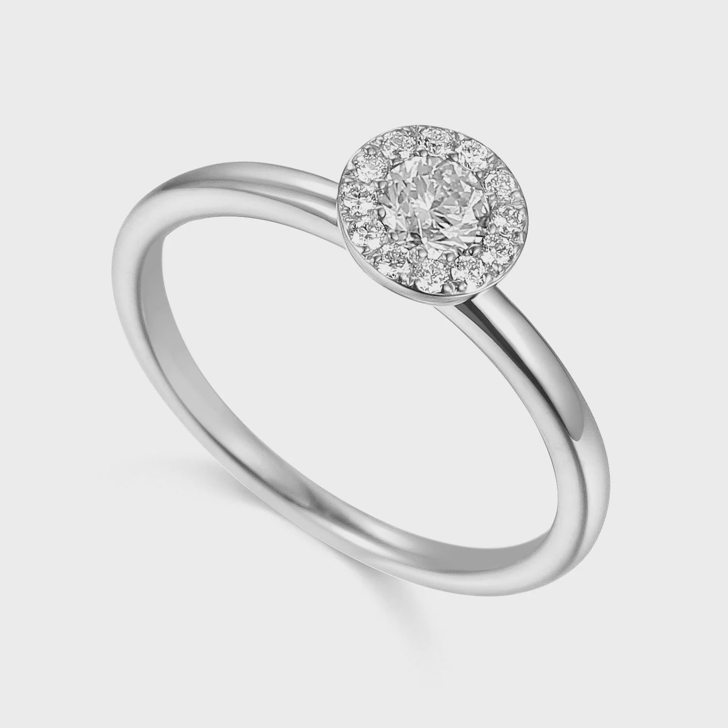 9ct White Gold Diamond Halo Ring - 0.33ct