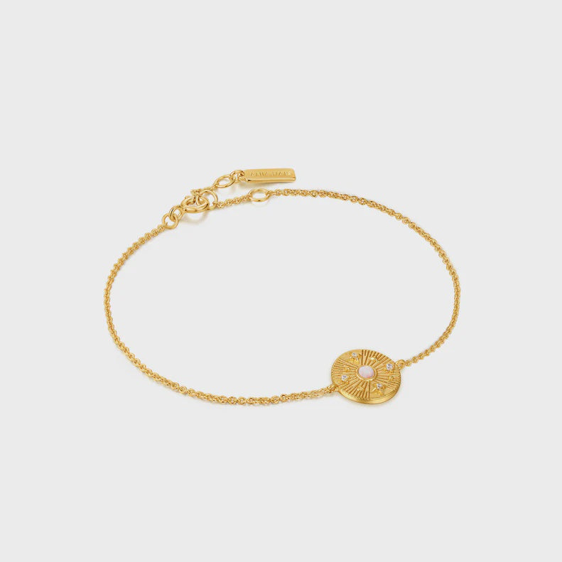 Silver Gold Plated Scattered Stars Kyoto Opal Disc Bracelet