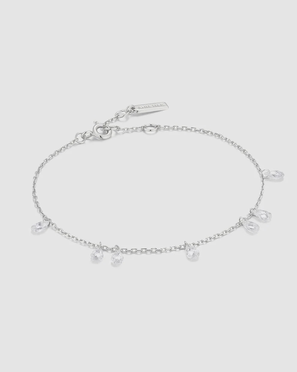 Silver Ethereal Teardrop Dangle Station Bracelet