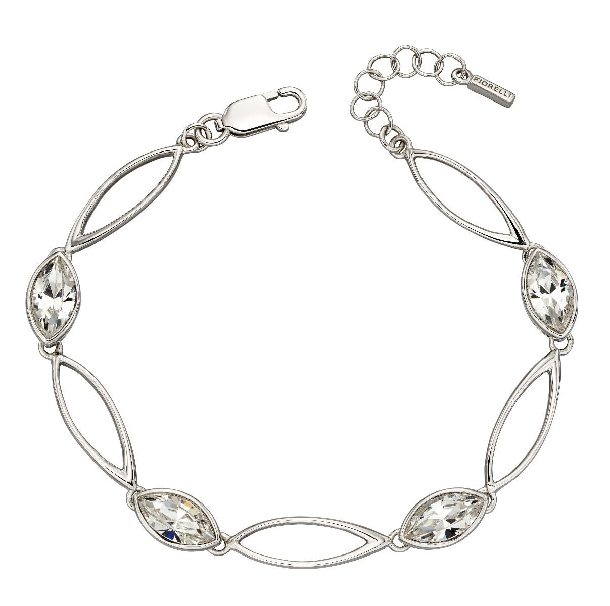 Silver Navette Clear Crystal Bracelet