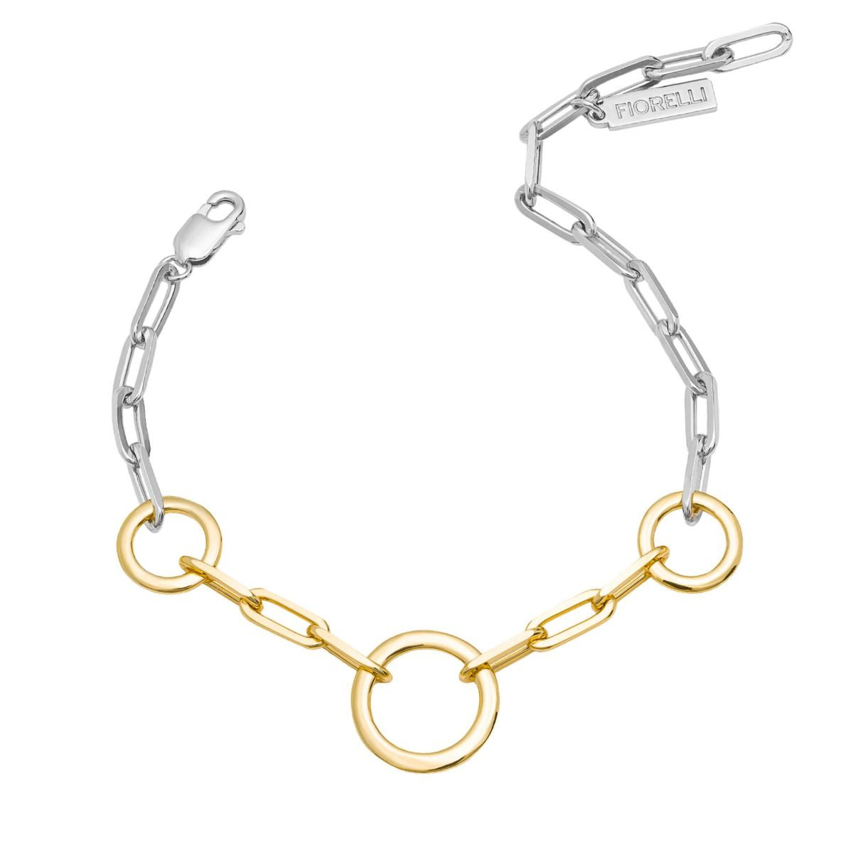 Silver &amp; Gold-Plated Circle Link Bracelet