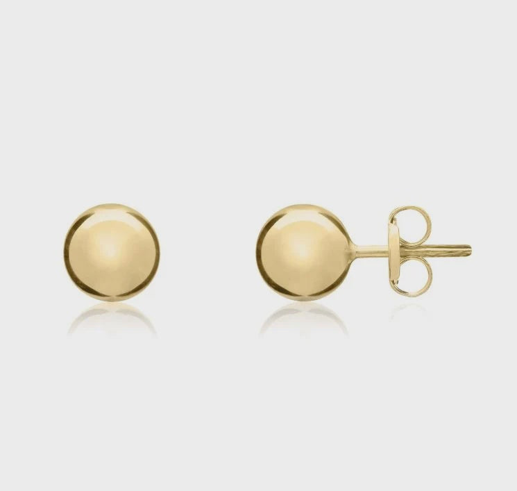 9ct Yellow Gold 7mm Polished Ball Stud Earrings