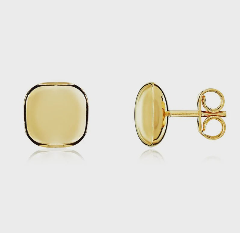9ct Yellow Gold Polished Cushion Stud Earrings 8mm