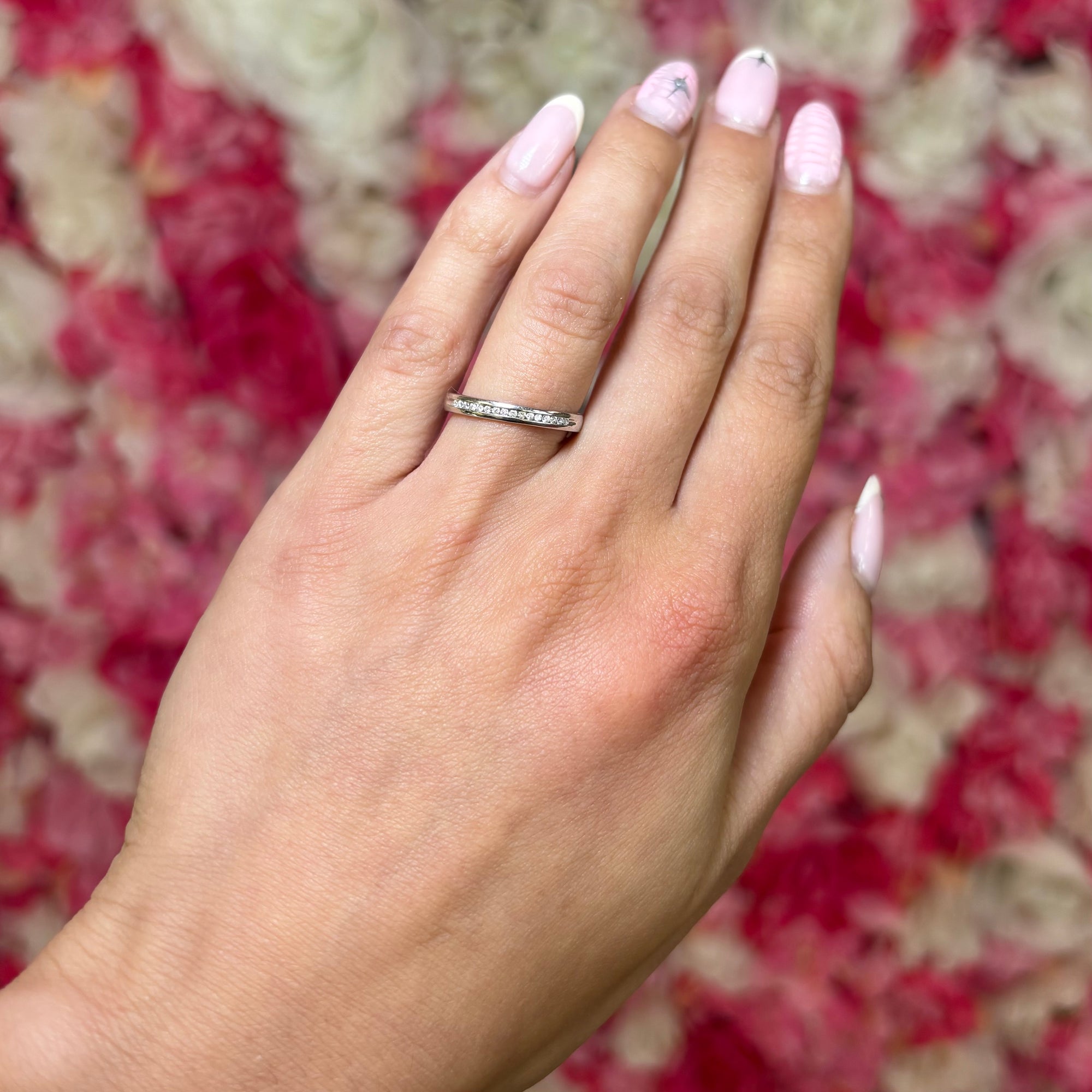 9ct White Gold 0.07ct G SI1 Half Eternity Ring