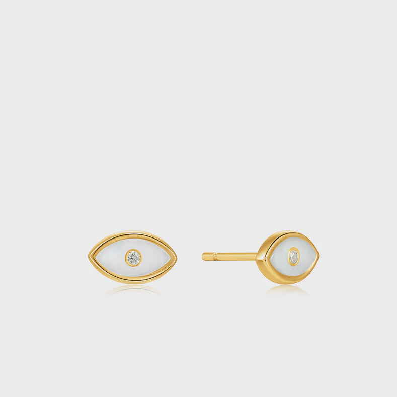 Silver Gold Plated Evil Eye Stud Earrings