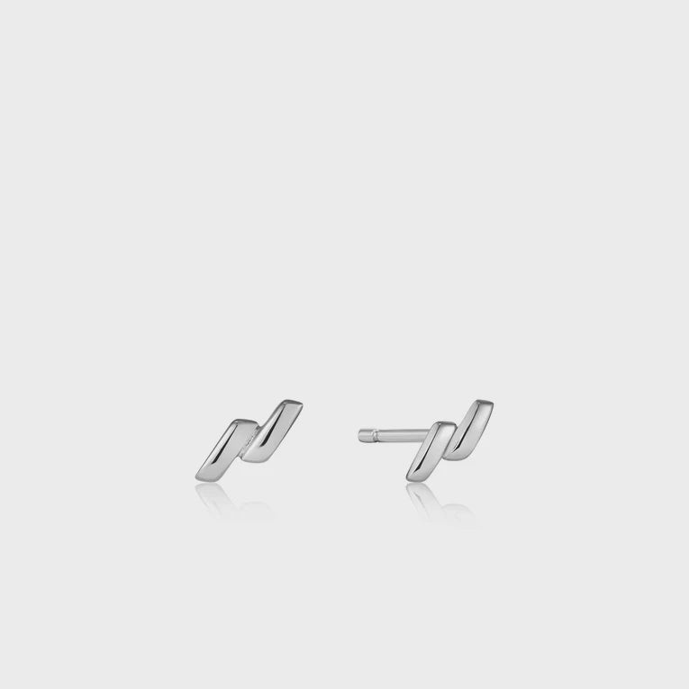 Silver Smooth Twist Stud Earrings
