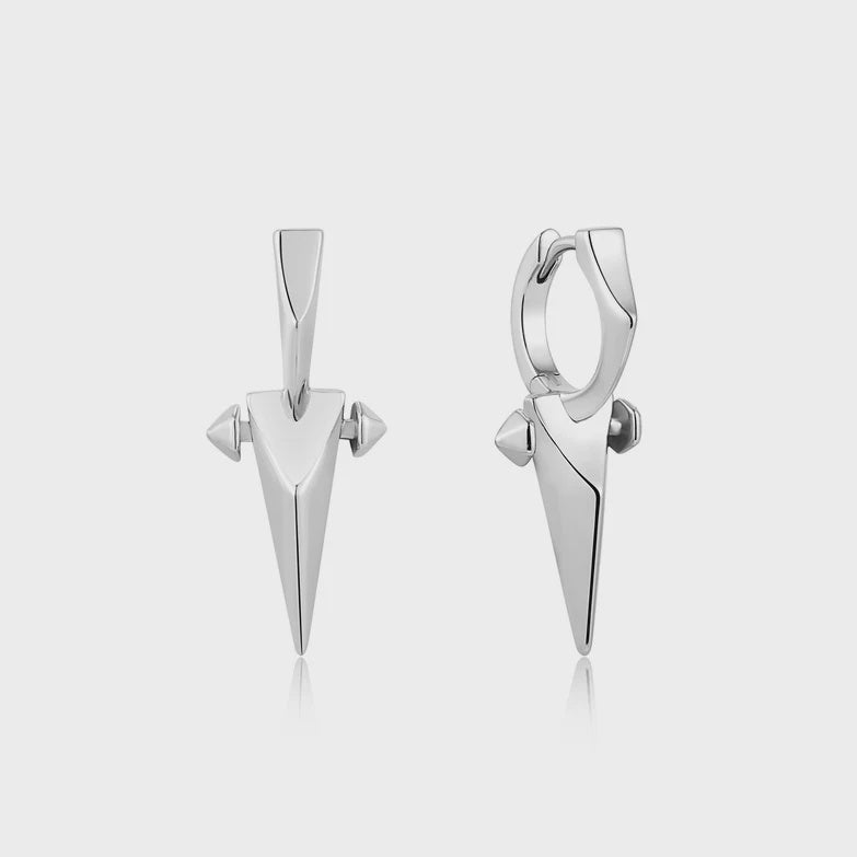 Silver Gold Plated Point Huggie Hoop Earrings