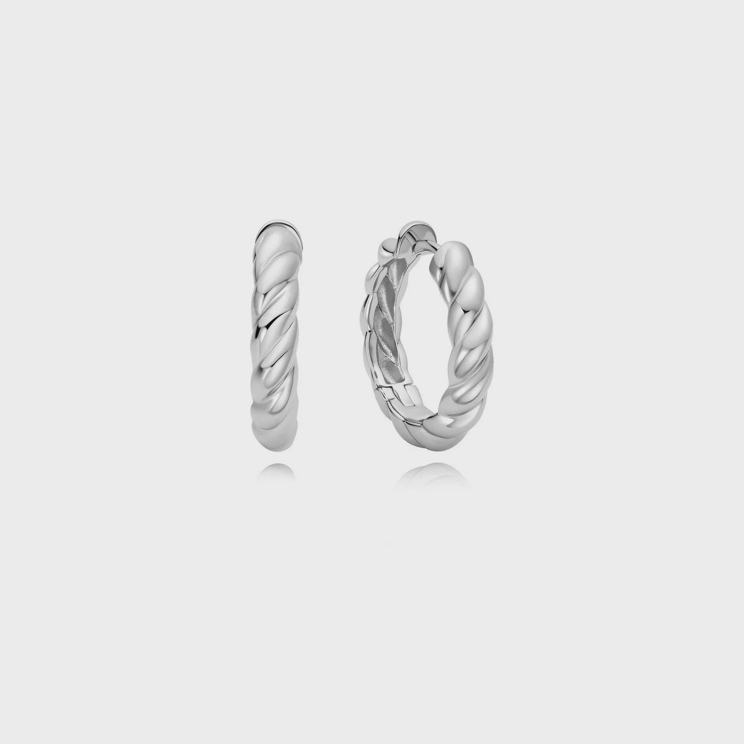 Ania Haie Silver Twisted Huggie Hoop Earrings