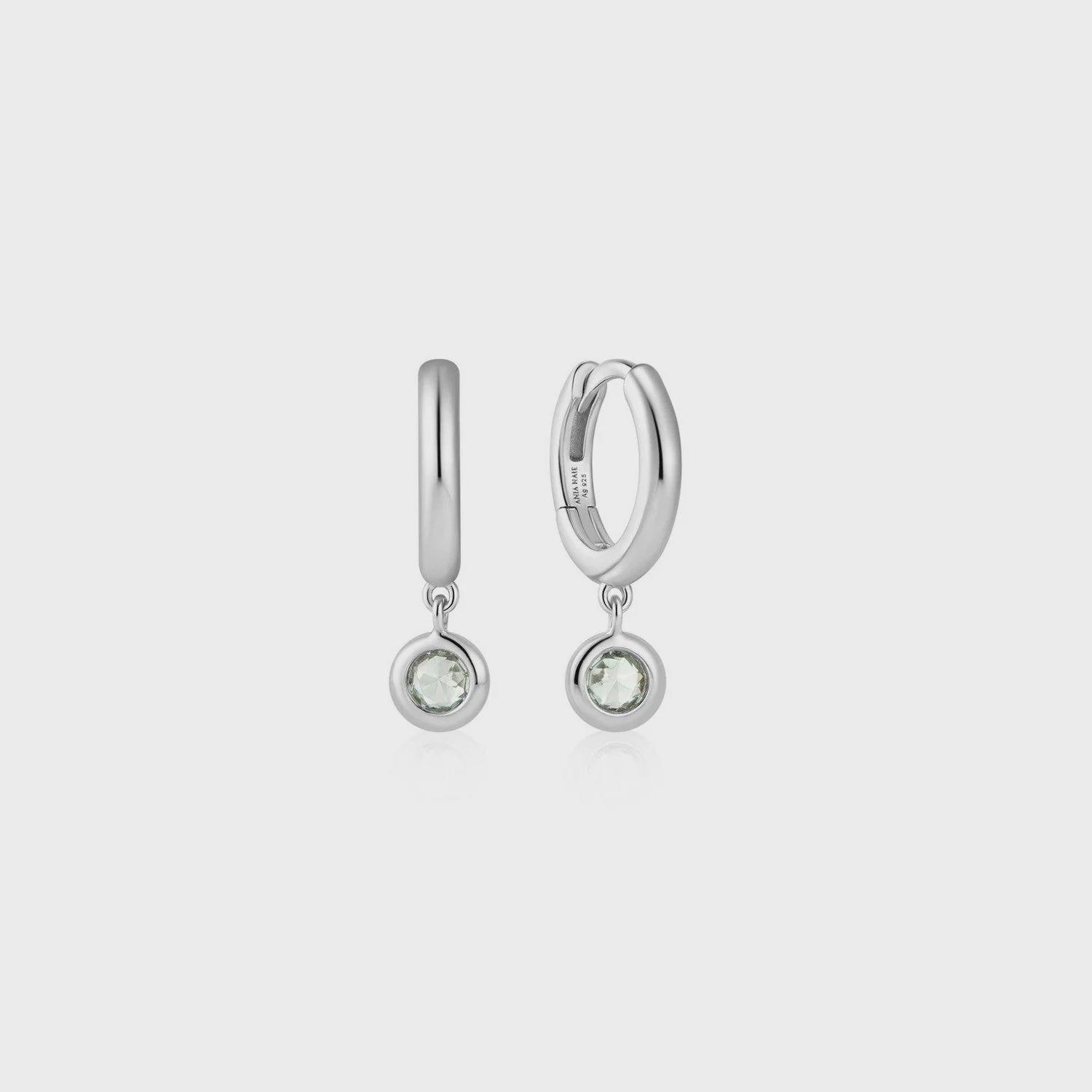 Ania Haie Silver Dangling Mint Green Huggie Hoop Earrings