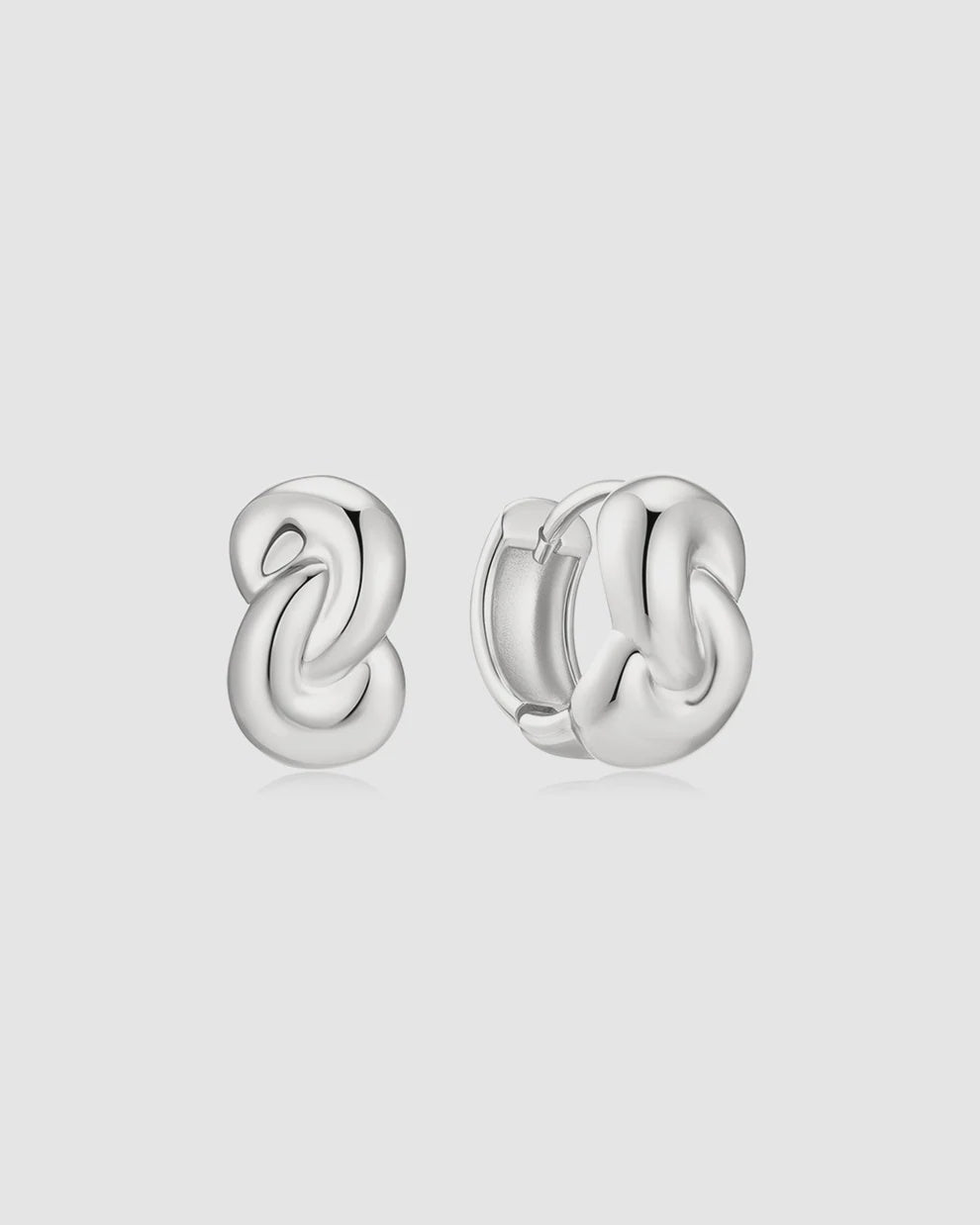 Silver Rope Twist Huggie Hoop Earrings