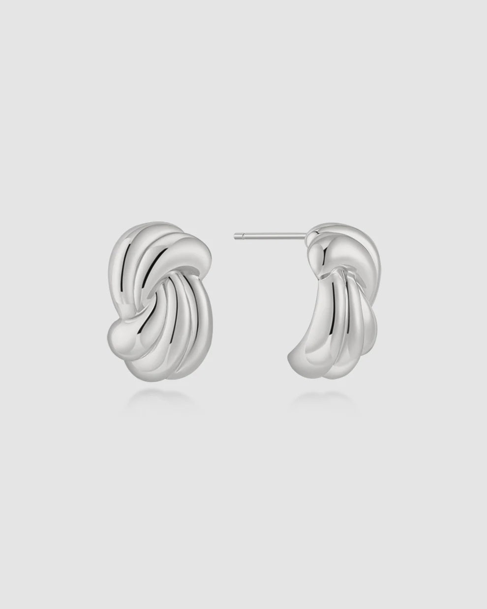 Silver Ripple Twist Stud Earrings