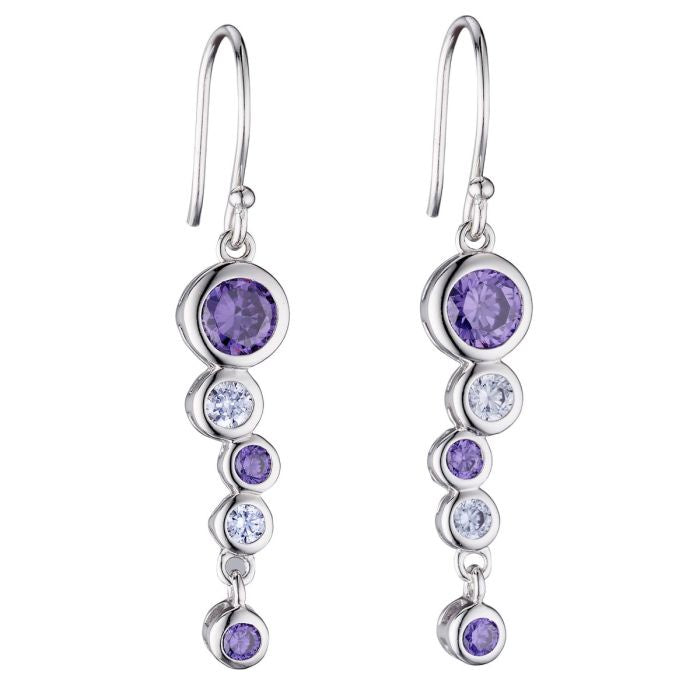 Silver Bubble Drop Cubic Zirconia Earrings