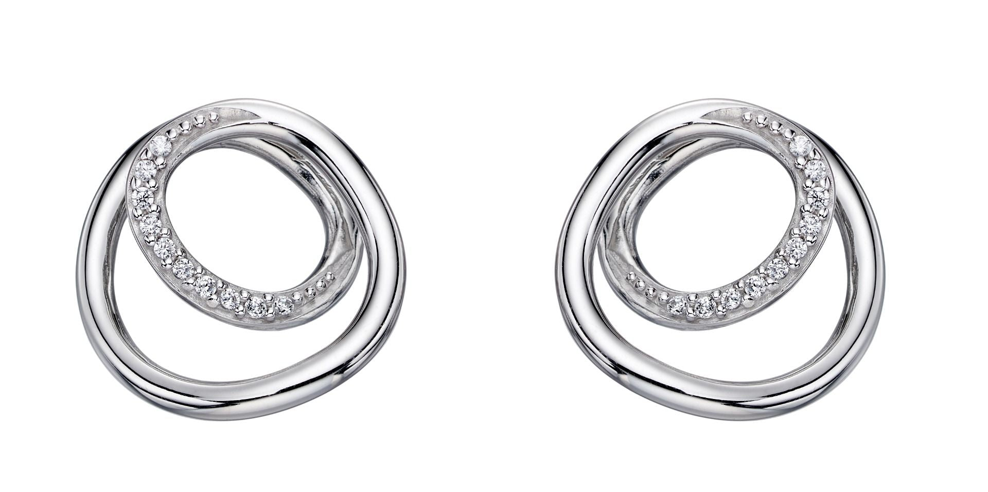 Silver Cubic Zirconia Spiral Earrings