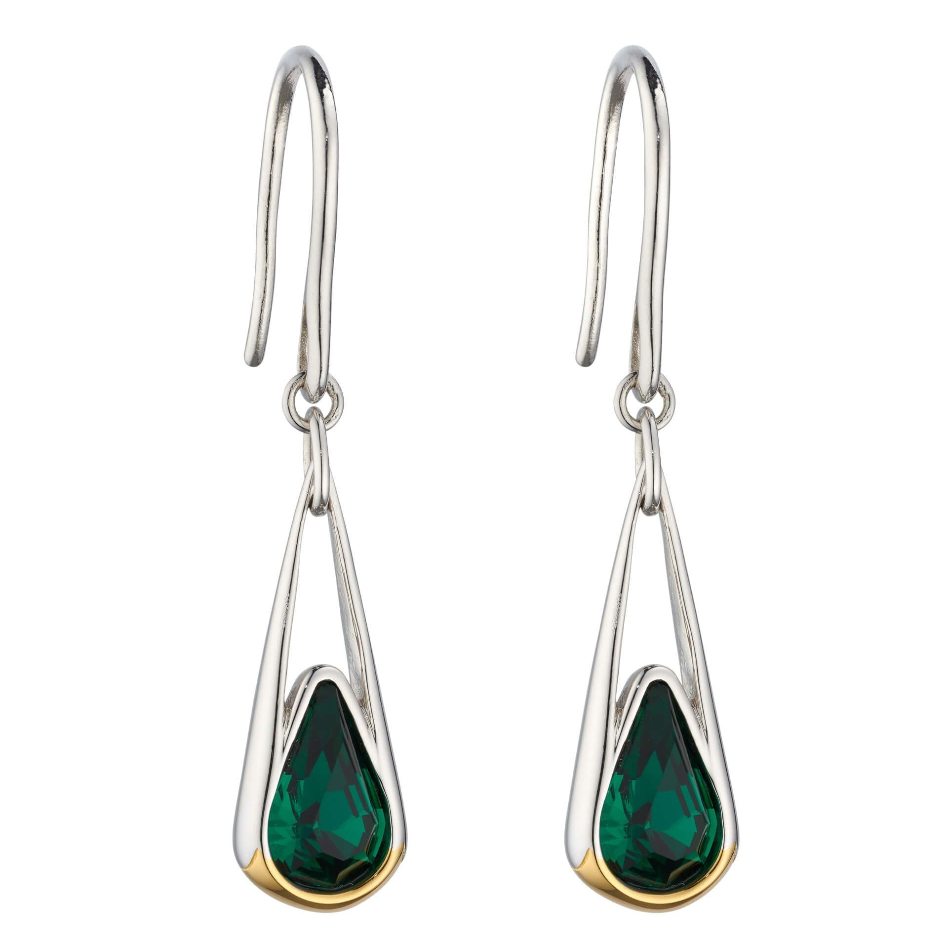 Silver Teardrop Crystal Earrings