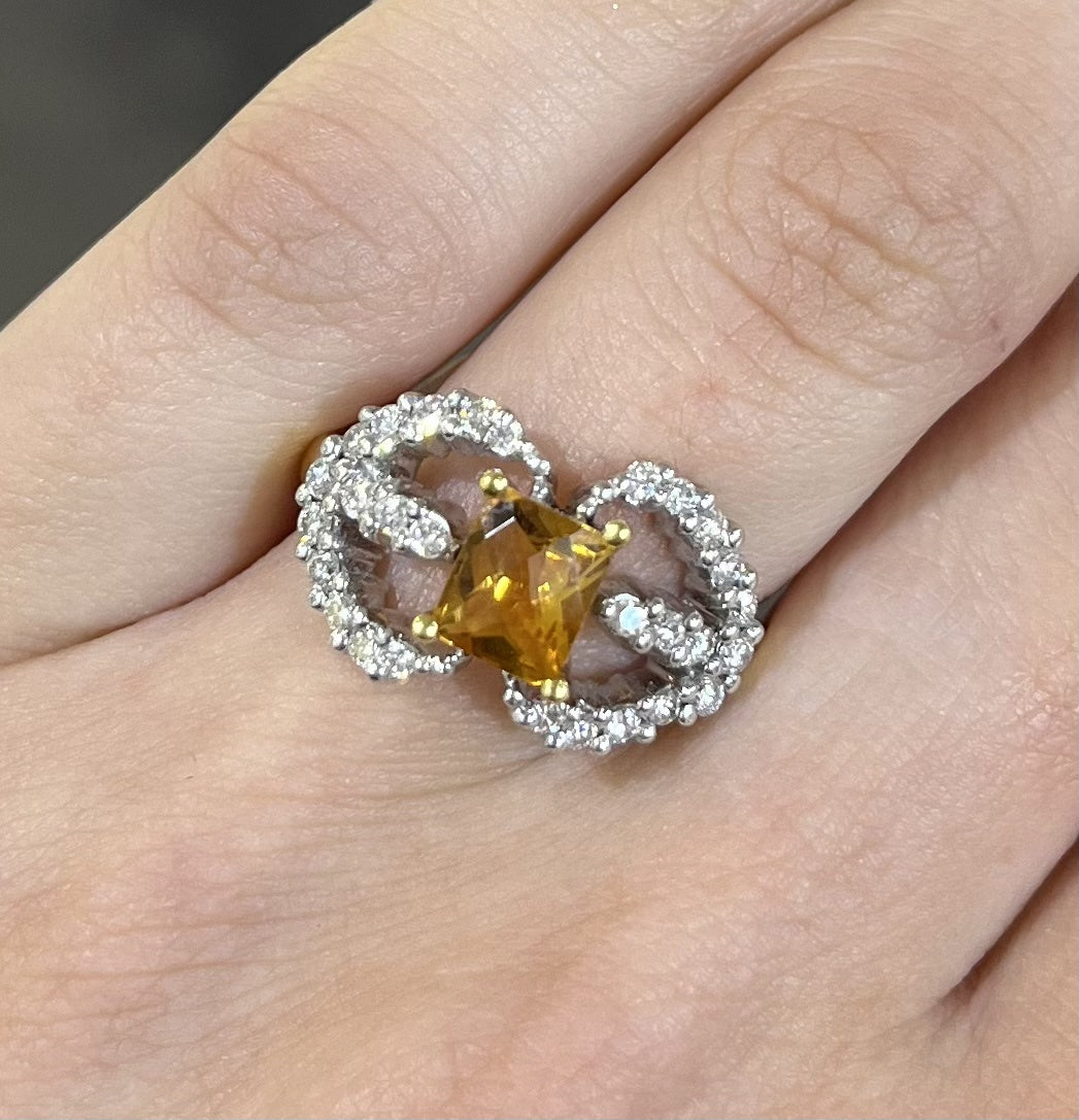 Pre-Owned 18ct Yellow Gold 0.80ct Citrine &amp; 0.28ct Diamond Fancy Ring