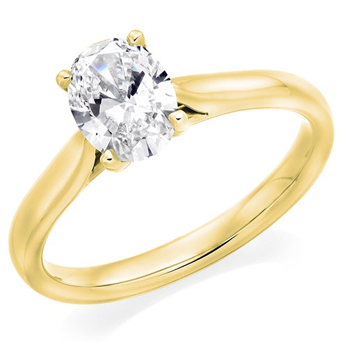 9ct Yellow Gold 1.05ct D VVS2 Oval Cut Lab Grown Diamond Solitaire Ring