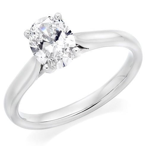 Platinum 1.02ct D VS2 Oval Cut Lab Grown Diamond Solitaire Ring