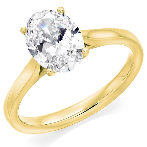 18ct Yellow Gold 1.53ct D VS1 Oval Cut Lab Grown Diamond Solitaire Ring