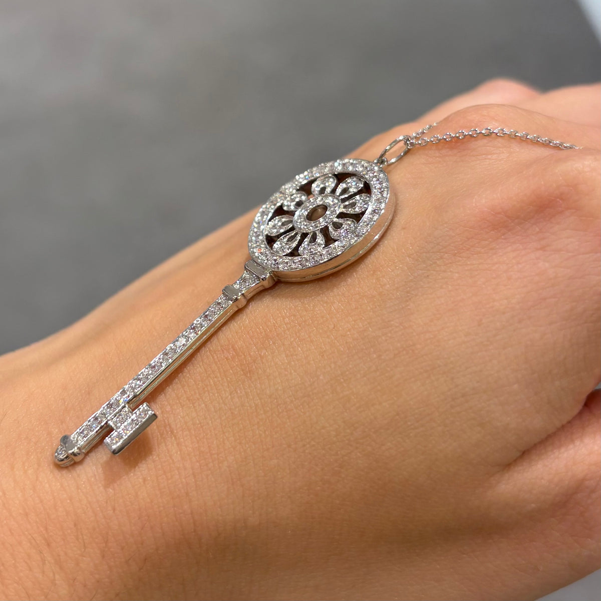 Pre-Owned Tiffany &amp; Co Platinum 1.09ct Diamond Key Pendant