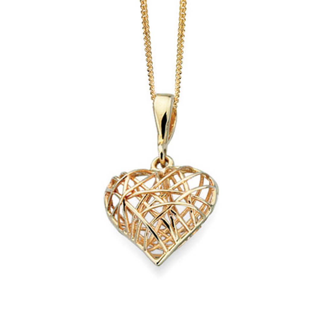 Caged Heart 9ct Yellow Gold Pendant