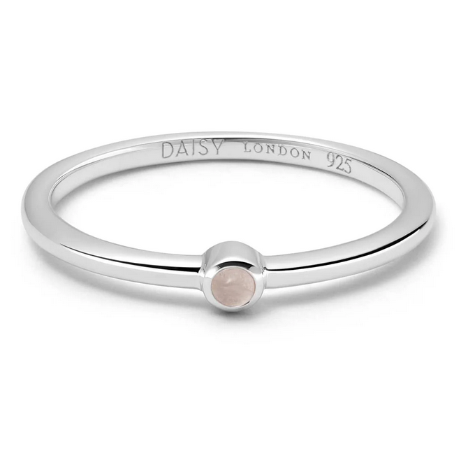 Silver Rose Quartz Healing Ring