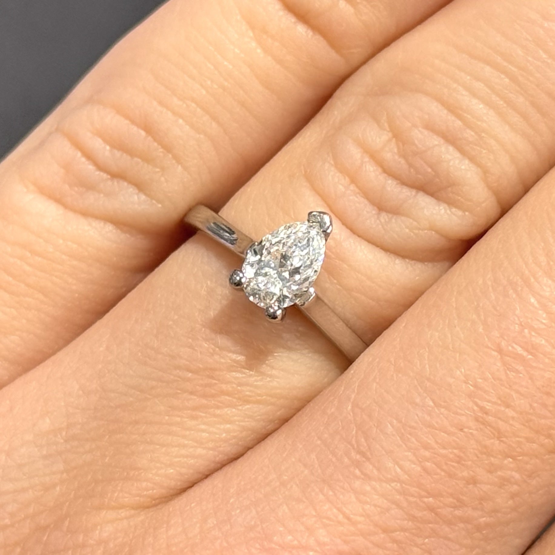 Pre-Owned Platinum 0.59ct F VS1 Pear Shape Diamond Solitaire