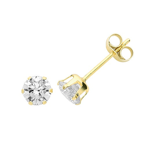 9ct Yellow Gold 4mm CZ Stud Earrings