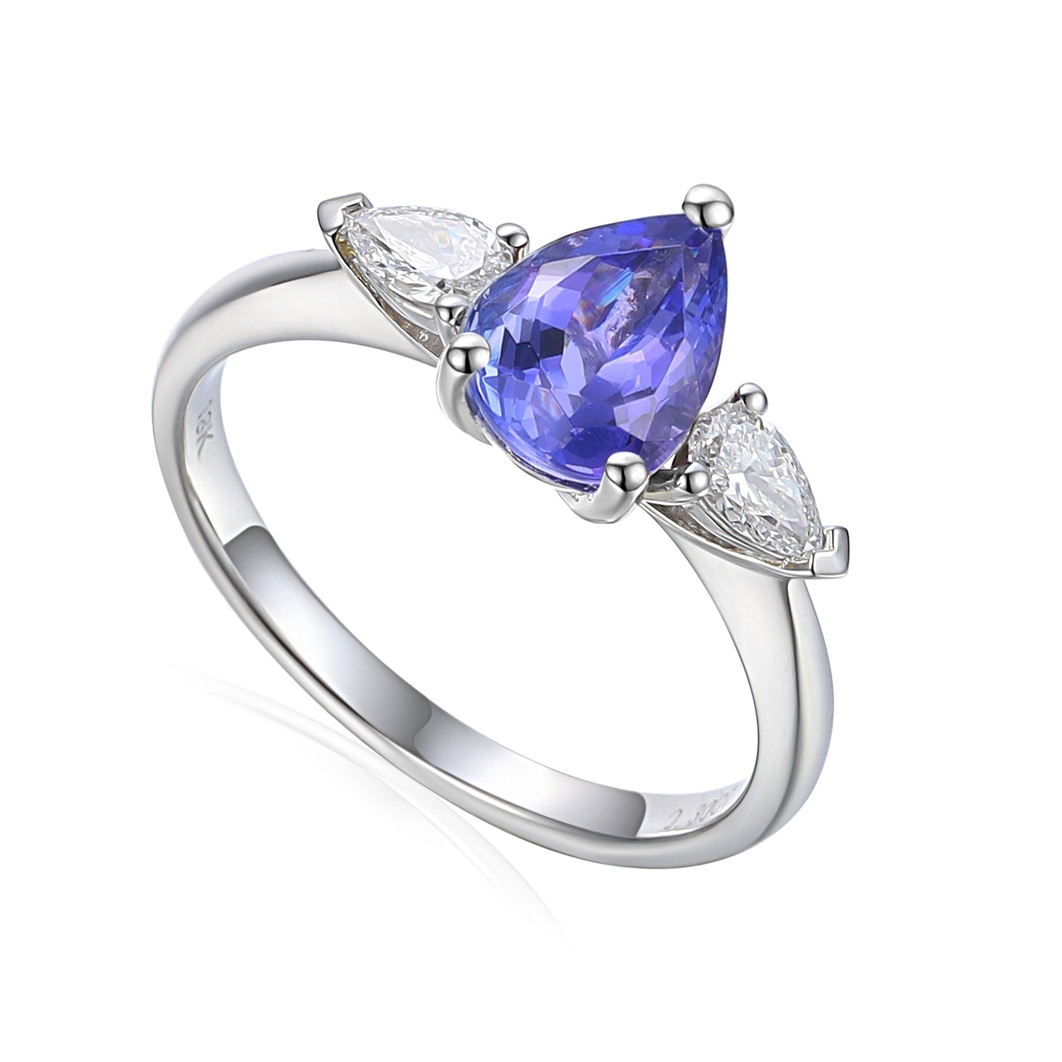 18ct White Gold Pear Shape 1.10ct Tanzanite &amp; 0.30ct Diamond Ring
