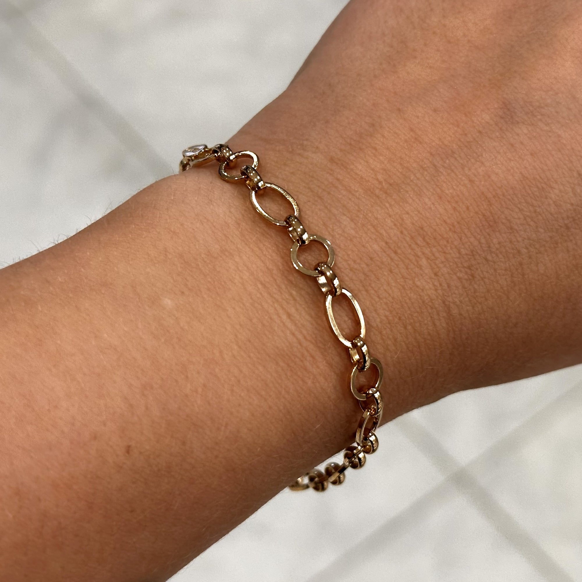 9ct Yellow Gold 6mm Oval and Round Link Belcher Bracelet 7.5"