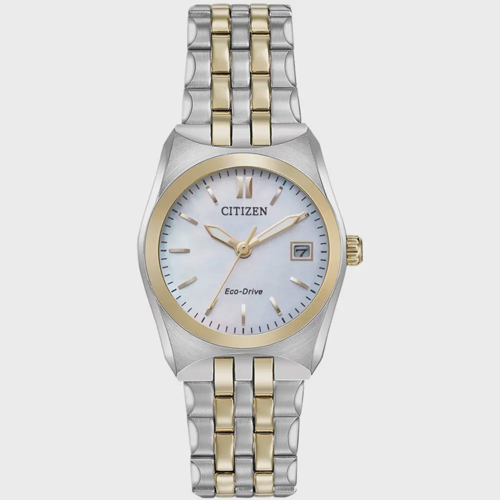 Citizen Ladies Rose And Silver Tone Eco Drive Watch