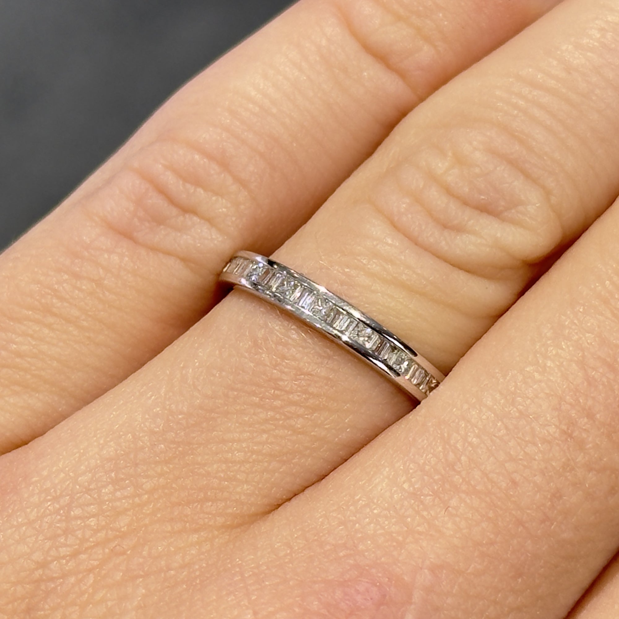 Pre-Owned 9ct White Gold Princess &amp; Baguette Cut Diamond 1/2 Eternity Ring