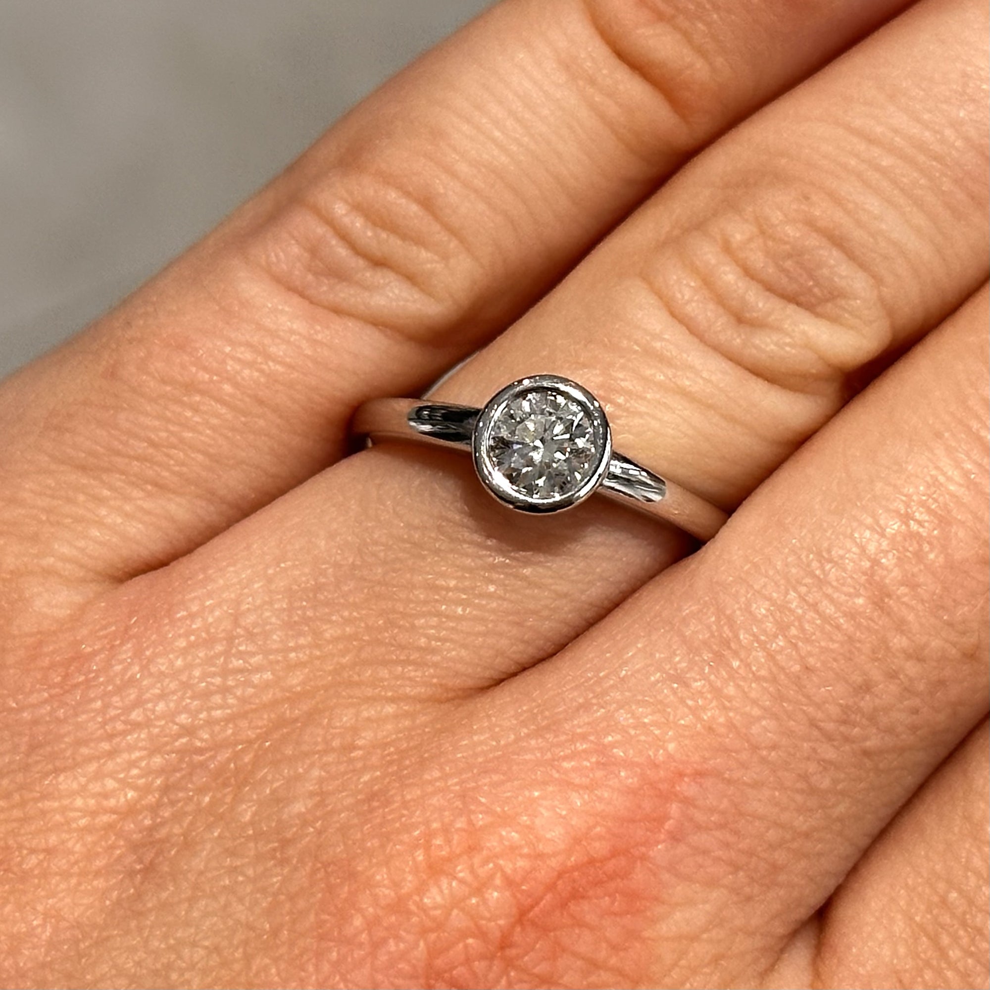 Pre-Owned 18ct White Gold 0.61ct I I1 Diamond Solitaire Ring