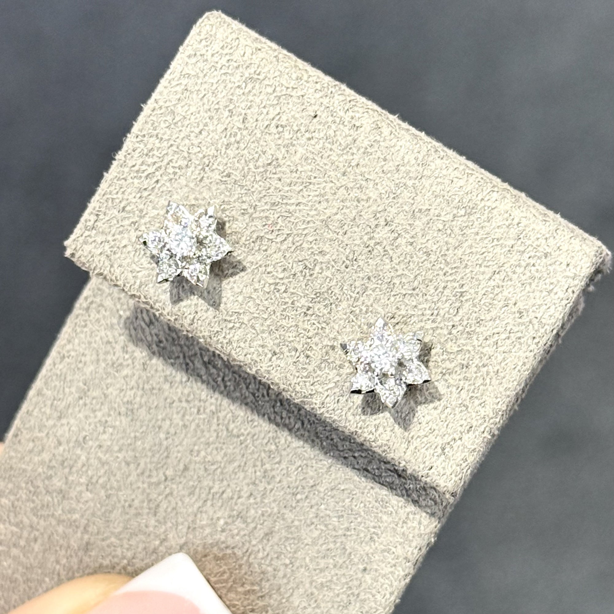 Pre-Owned 18ct White Gold 0.20ct Diamond Star Earrings