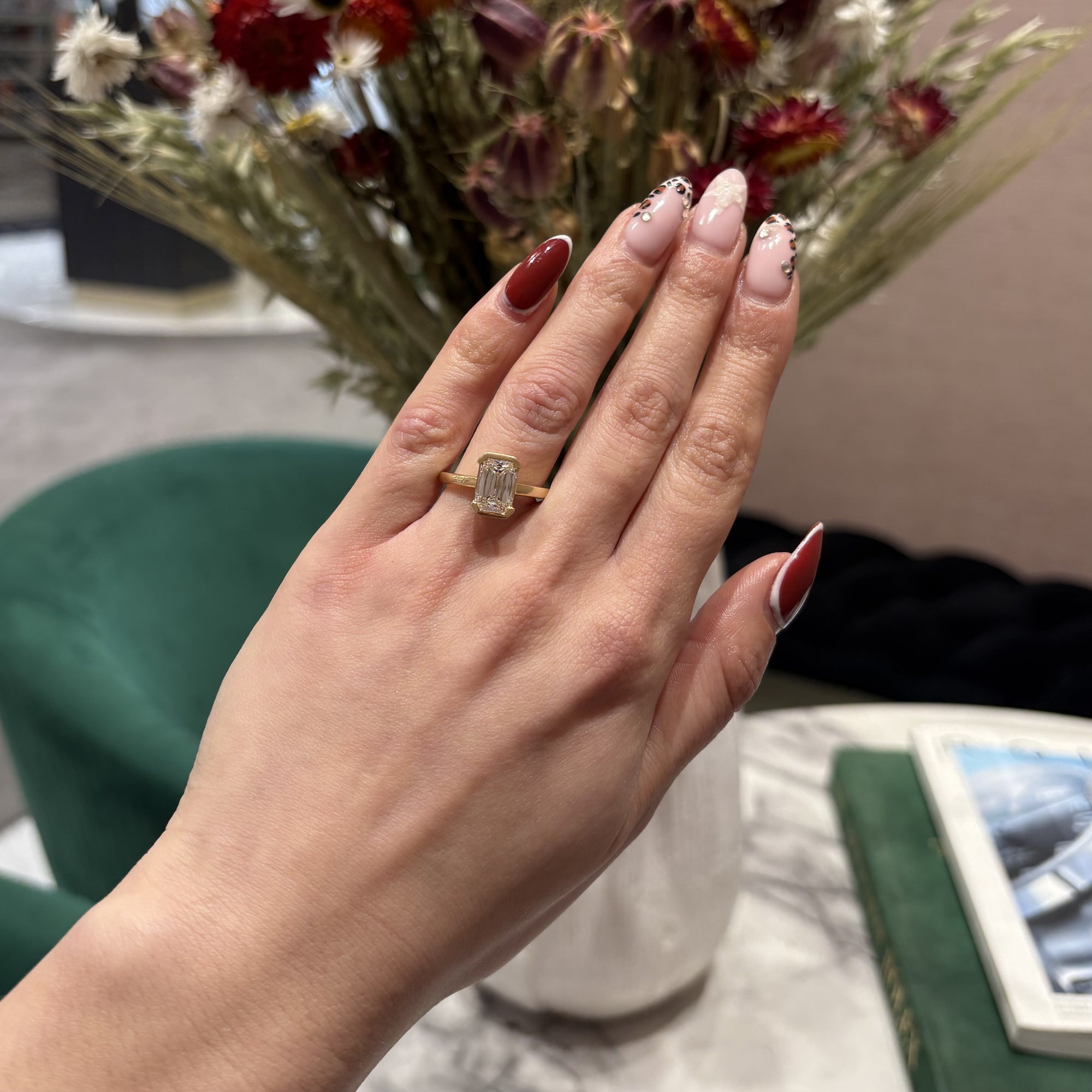 18ct Yellow Gold 2.55ct Criss Emerald Cut Lab Grown Diamond Ring