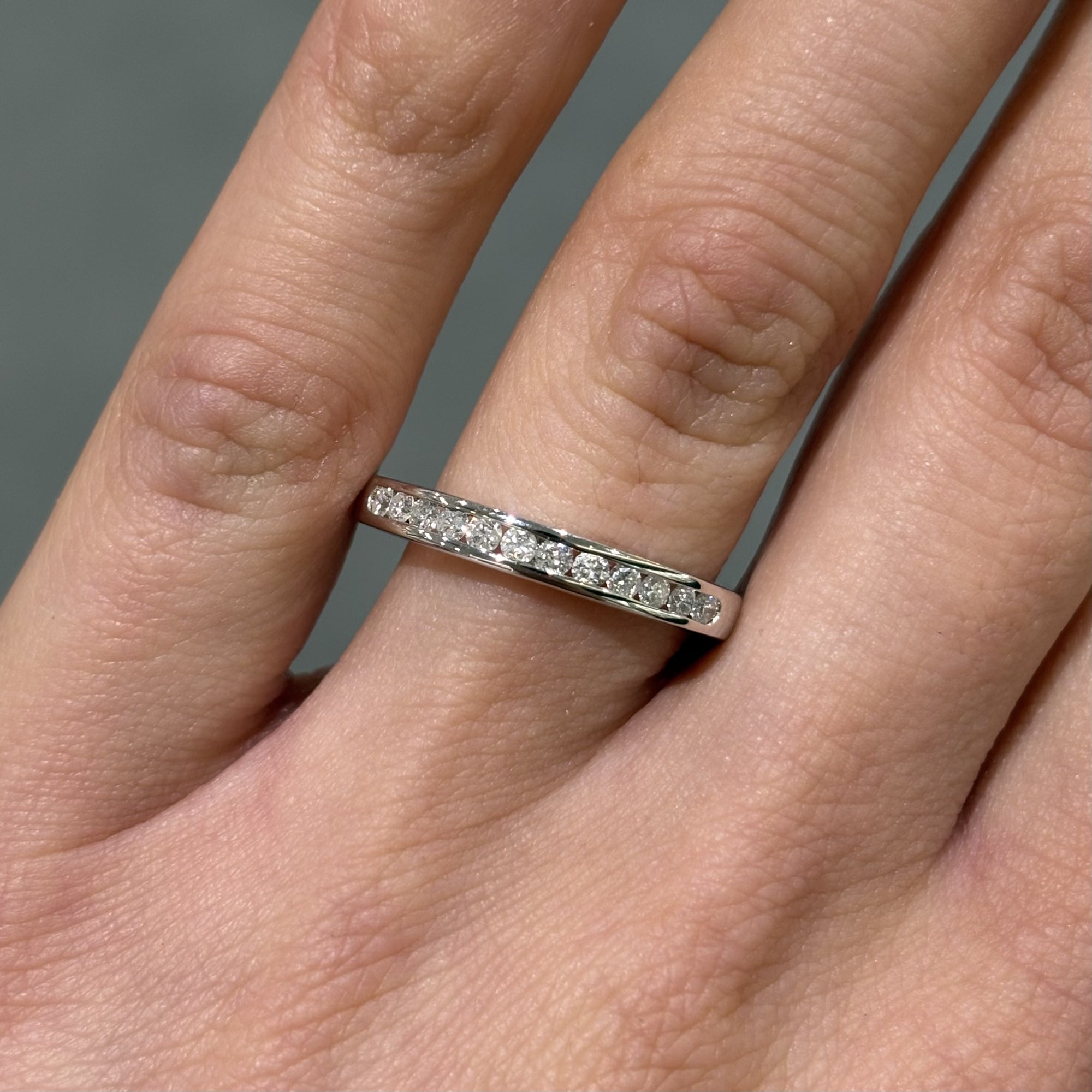 Pre-Owned 9ct White Gold 0.25ct Diamond Channel Set Half Eternity Ring
