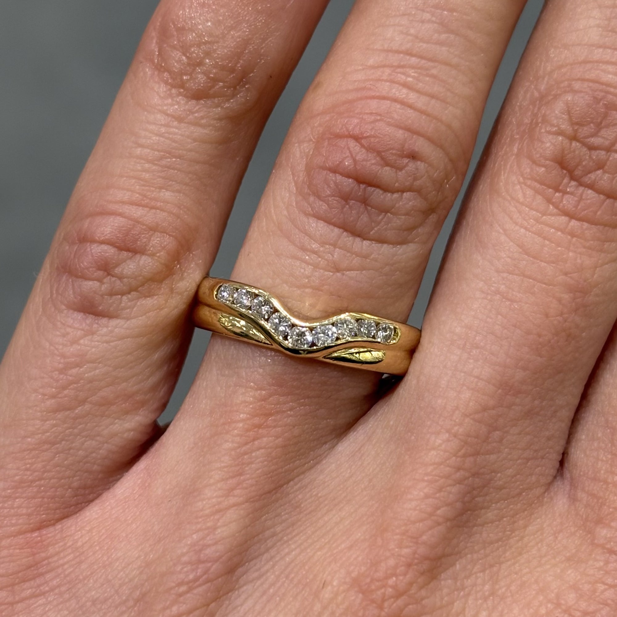 Pre-Owned  18ct Yellow Gold 0.18ct Diamond Channel Set Shaped 1/3 Eternity Ring