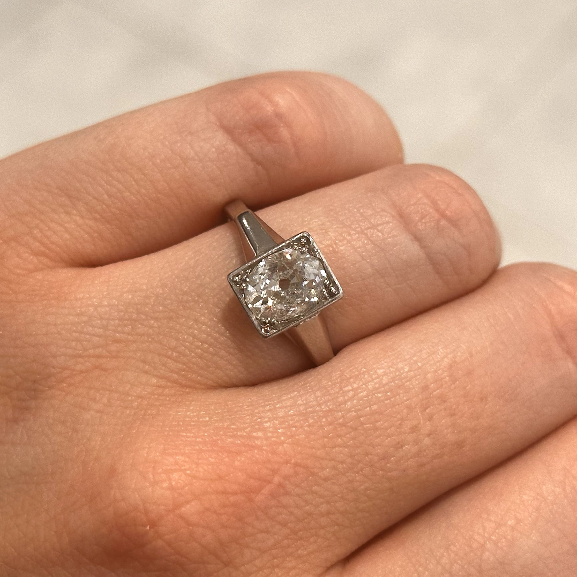 Pre-Owned Platinum Diamond Art Deco Ring  1.69ct I I2