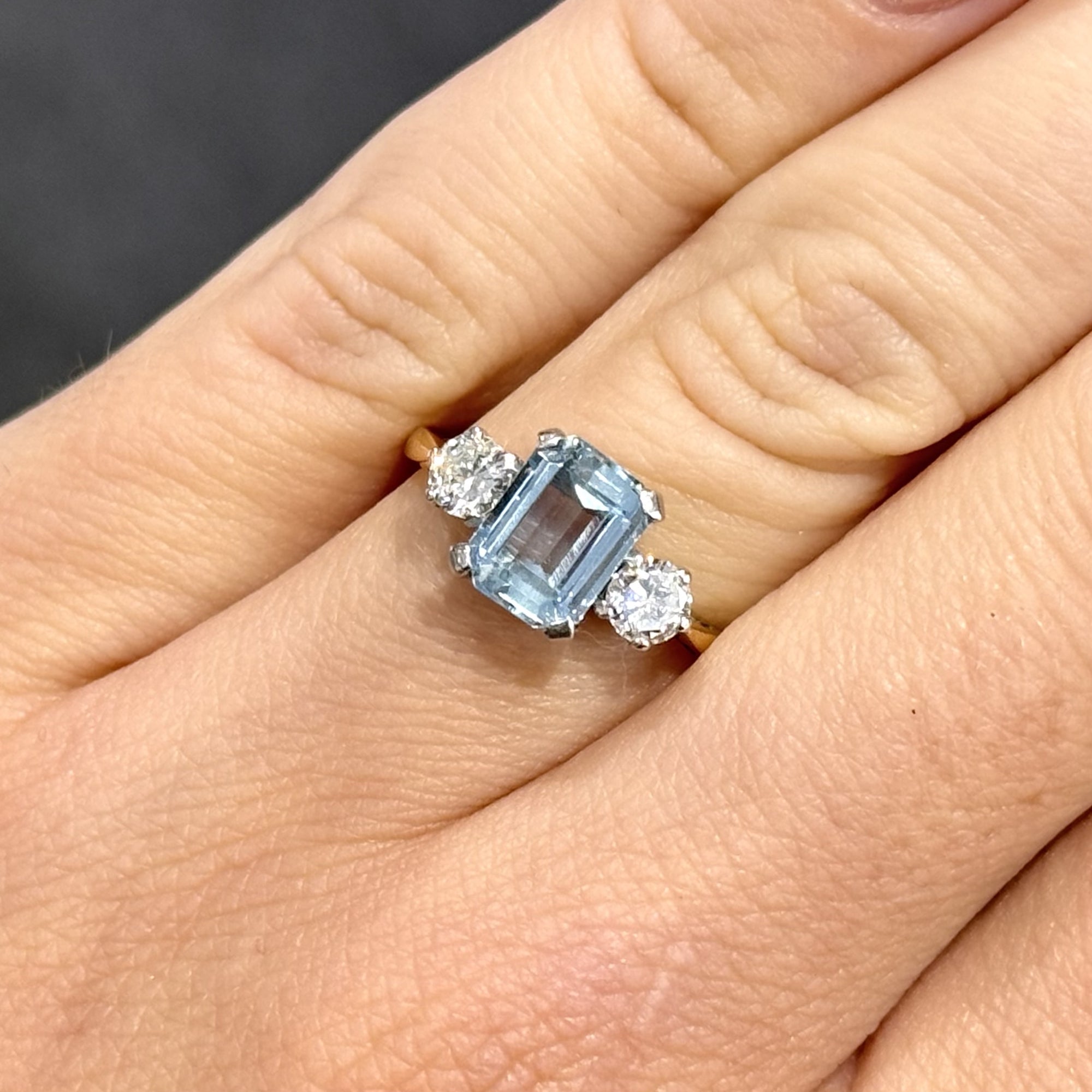 Pre-Owned 18ct Yellow Gold 2.25ct Aquamarine &amp; 0.36ct Diamond Ring
