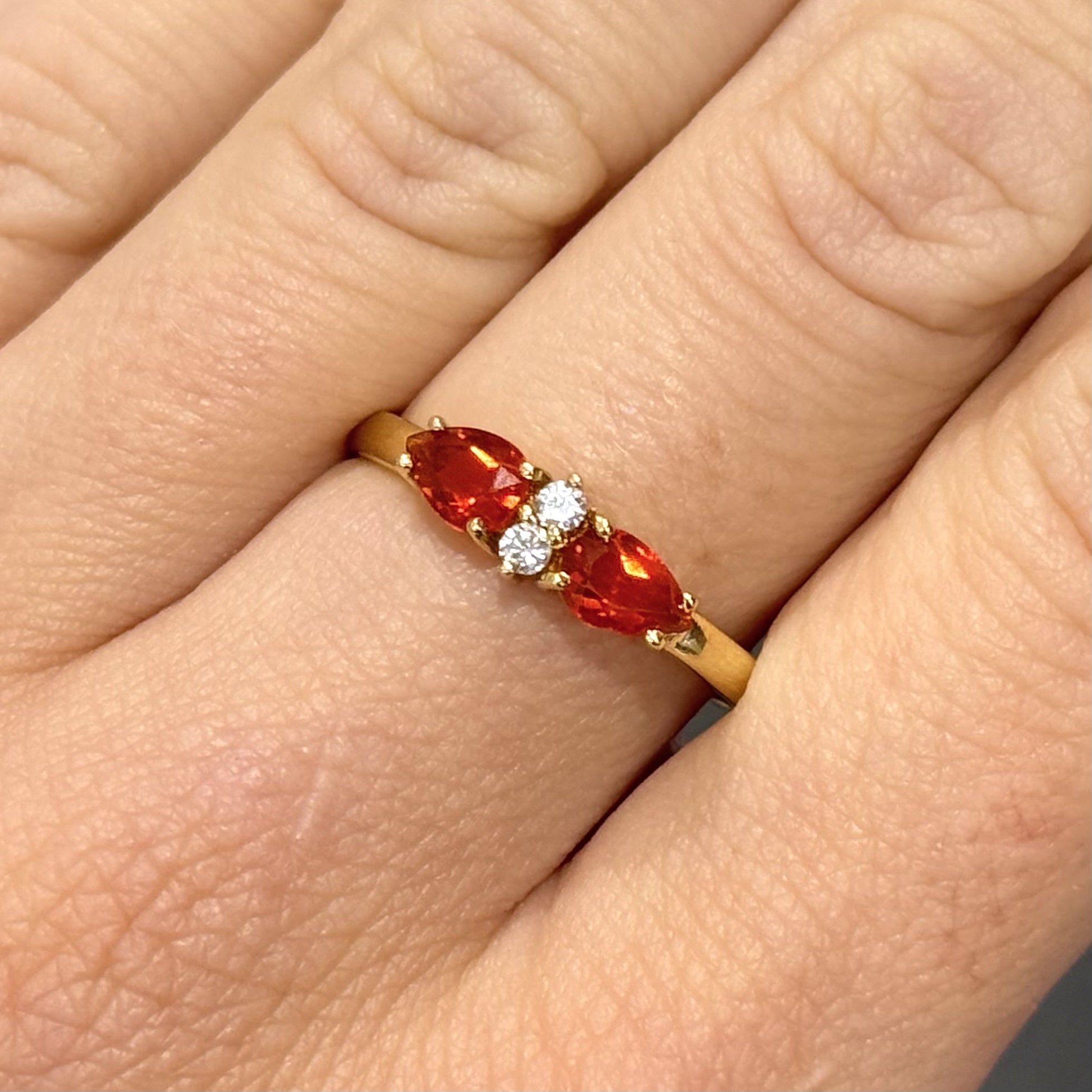 Pre-Owned 18ct Yellow Gold Fire Opal &amp; Diamond Ring