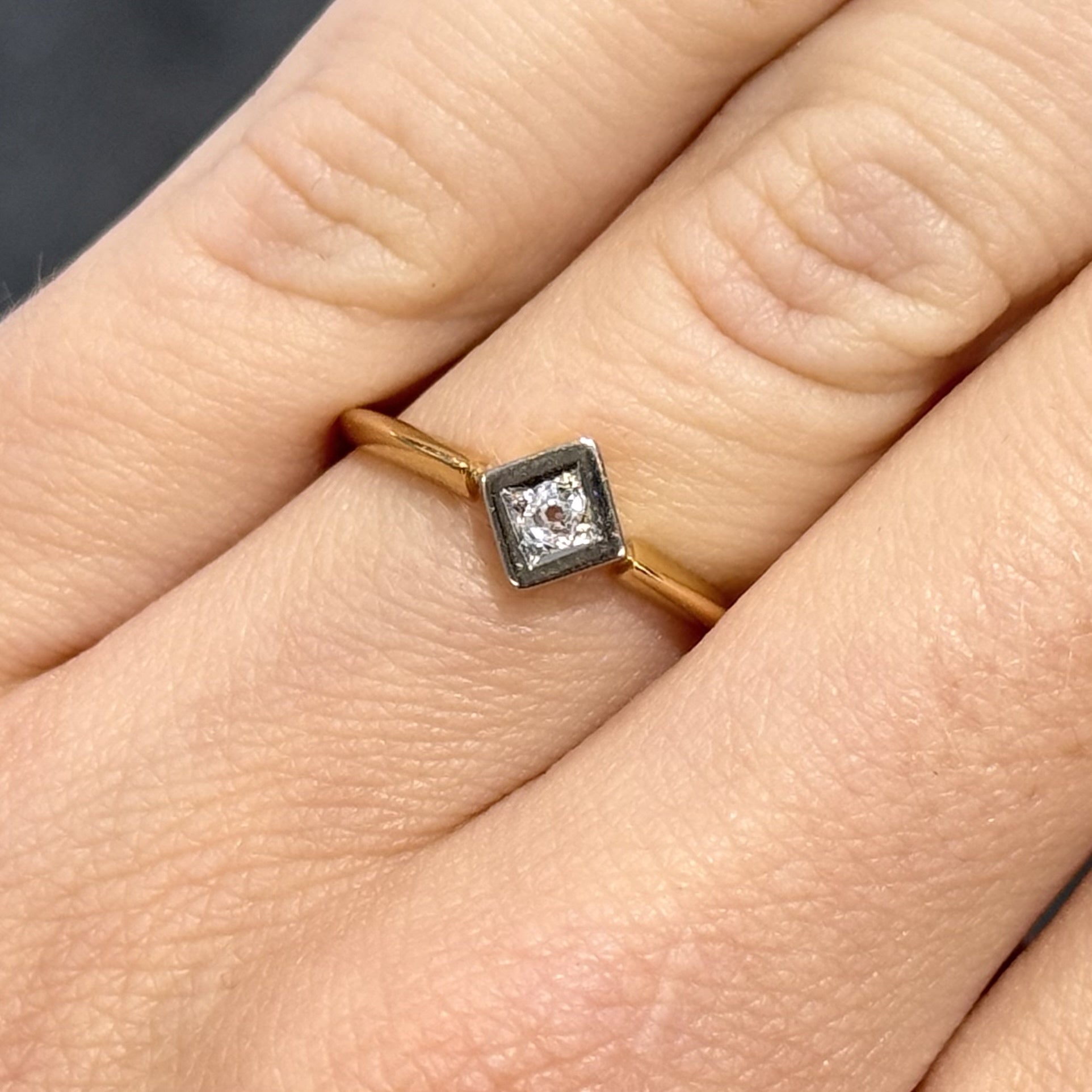 Pre-Owned Vintage 18ct Yellow Gold 0.05ct Old Mine Cut Diamond Solitaire Ring