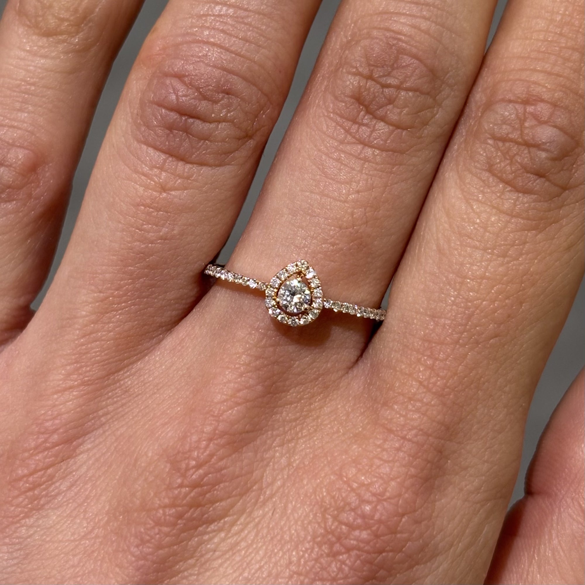 Pre-Owned 18ct Rose Gold 0.27ct Diamond Pear Shaped Halo Ring