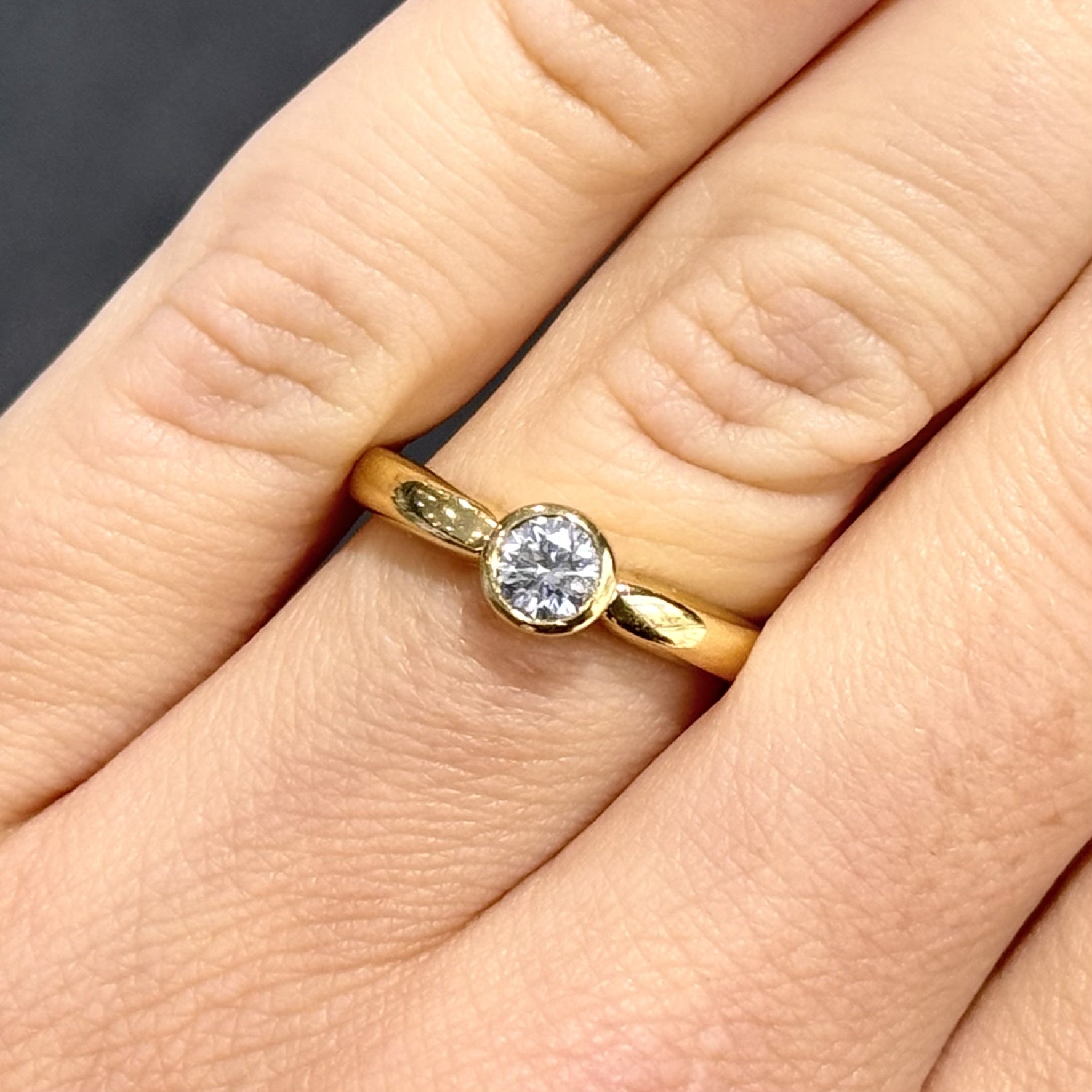 Pre-Owned 18ct Yellow Gold 0.33ct Diamond Rubover Solitaire Ring
