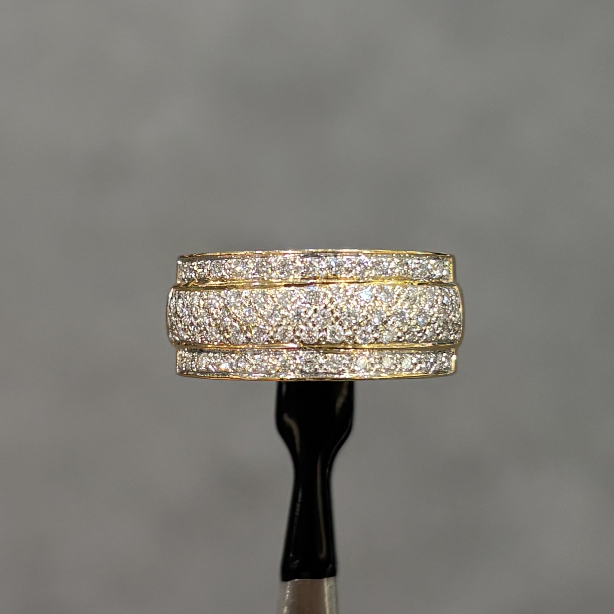 Pre-Owned 14ct Yellow Gold 0.80ct Diamond 3 Row 1/2 Eternity Ring