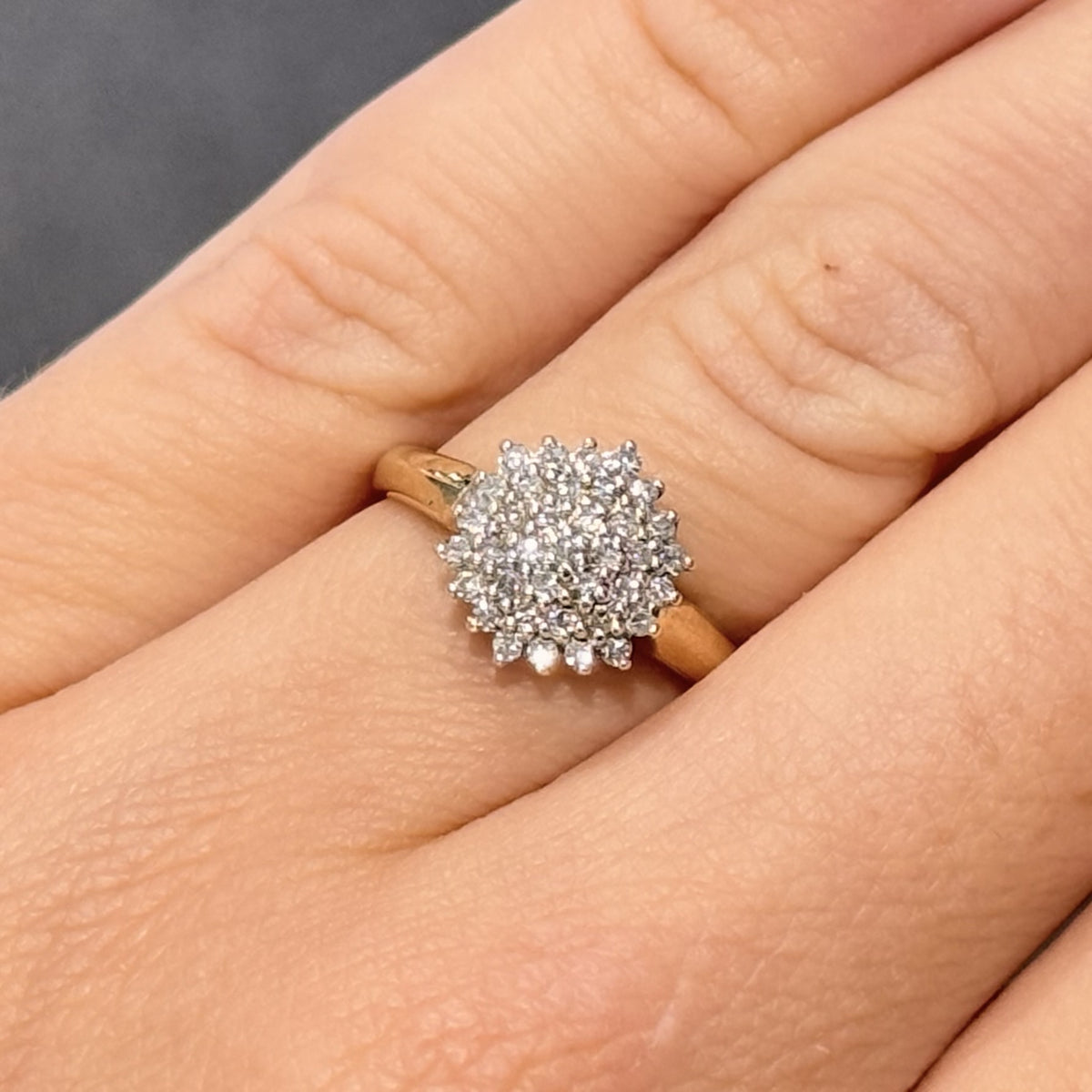 Pre-Owned 9ct Yellow  Gold 0.33ct Diamond Cluster Ring