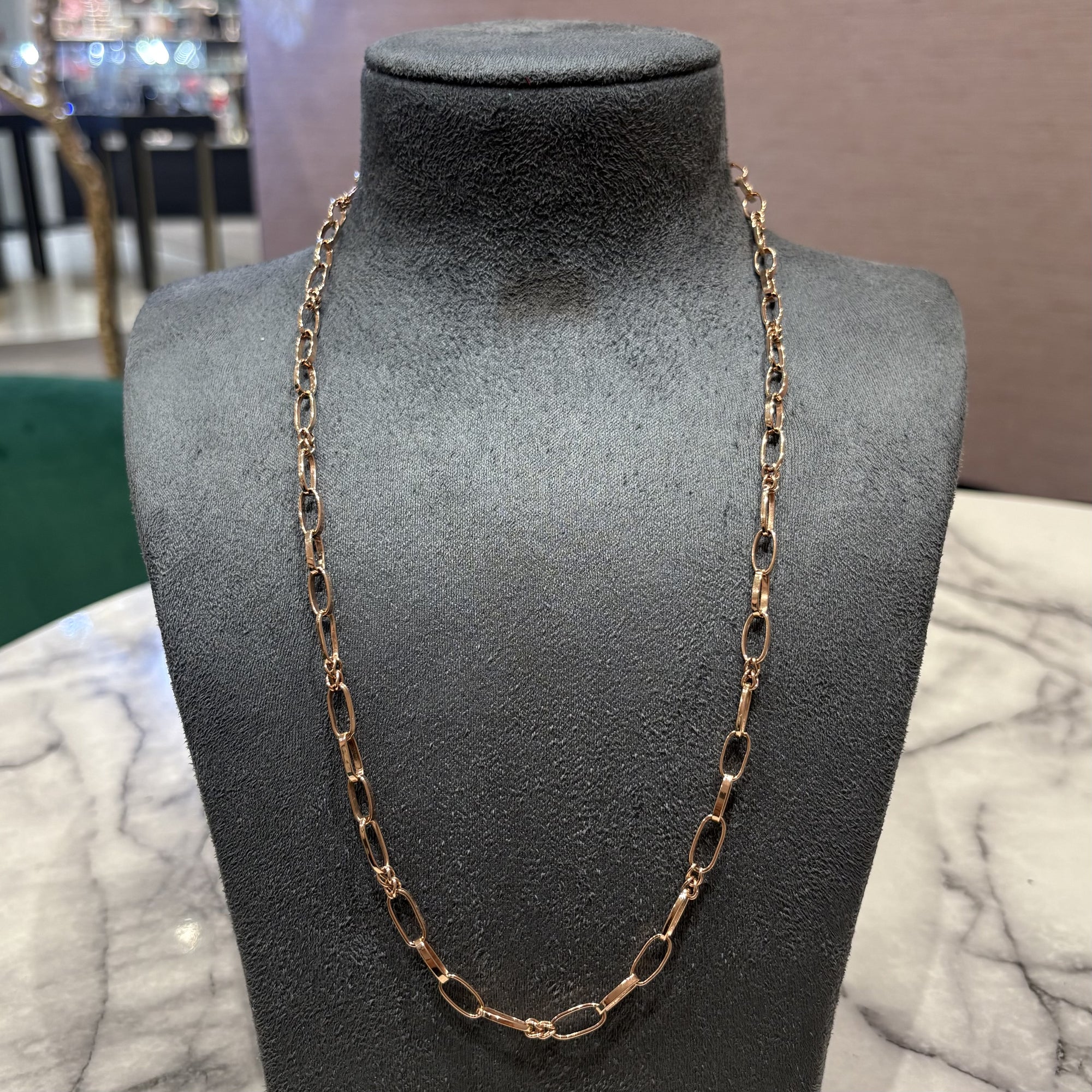 Pre-Owned 9ct Rose Gold Paperclip 24" Chain 18.4g