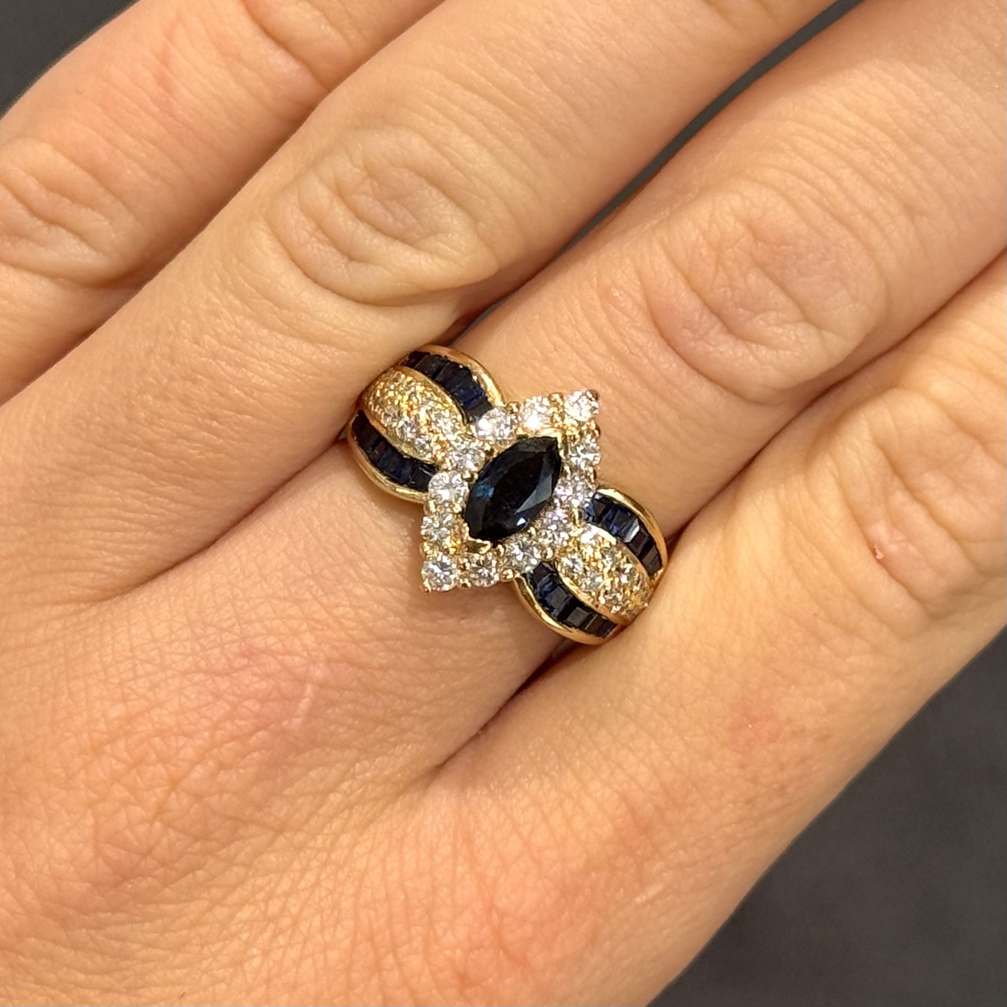 Pre-Owned 18ct Yellow Gold 1.175ct Sapphire &amp; 0.70ct Diamond Ring