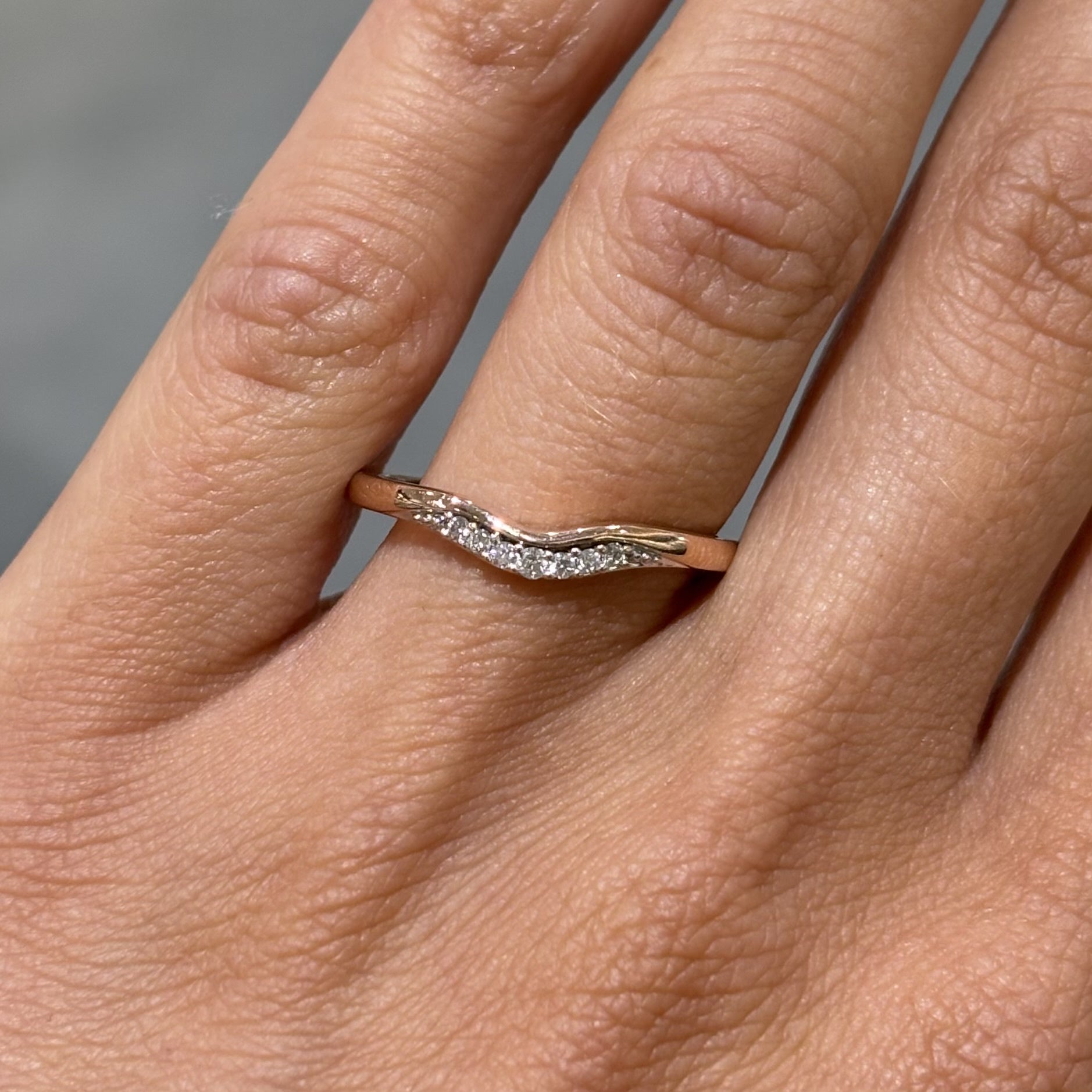 Pre-Owned 9ct Rose Gold 0.05ct Diamond Subtle Wishbone Ring