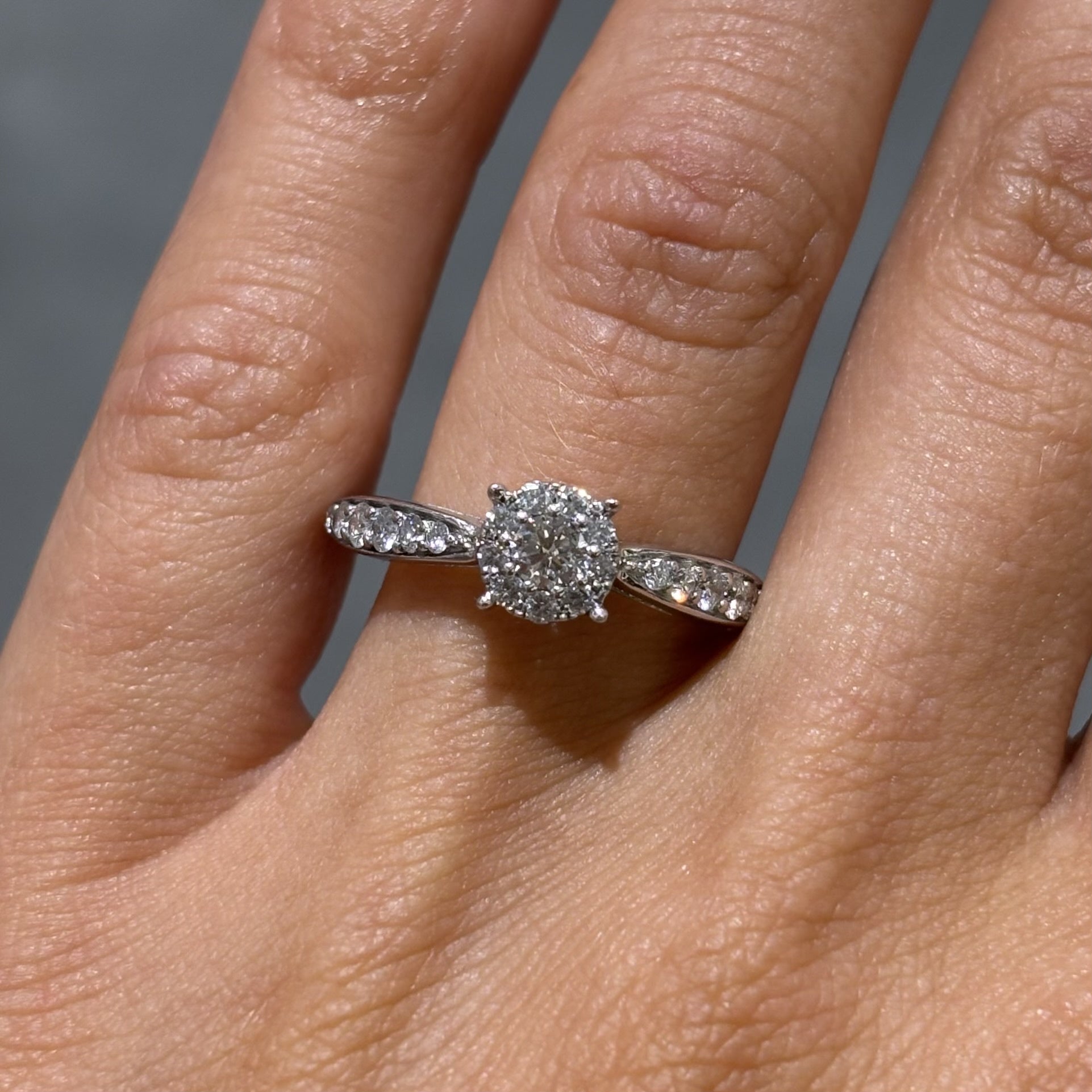 Pre-Owned 9ct White Gold 0.50ct Diamond Halo Ring