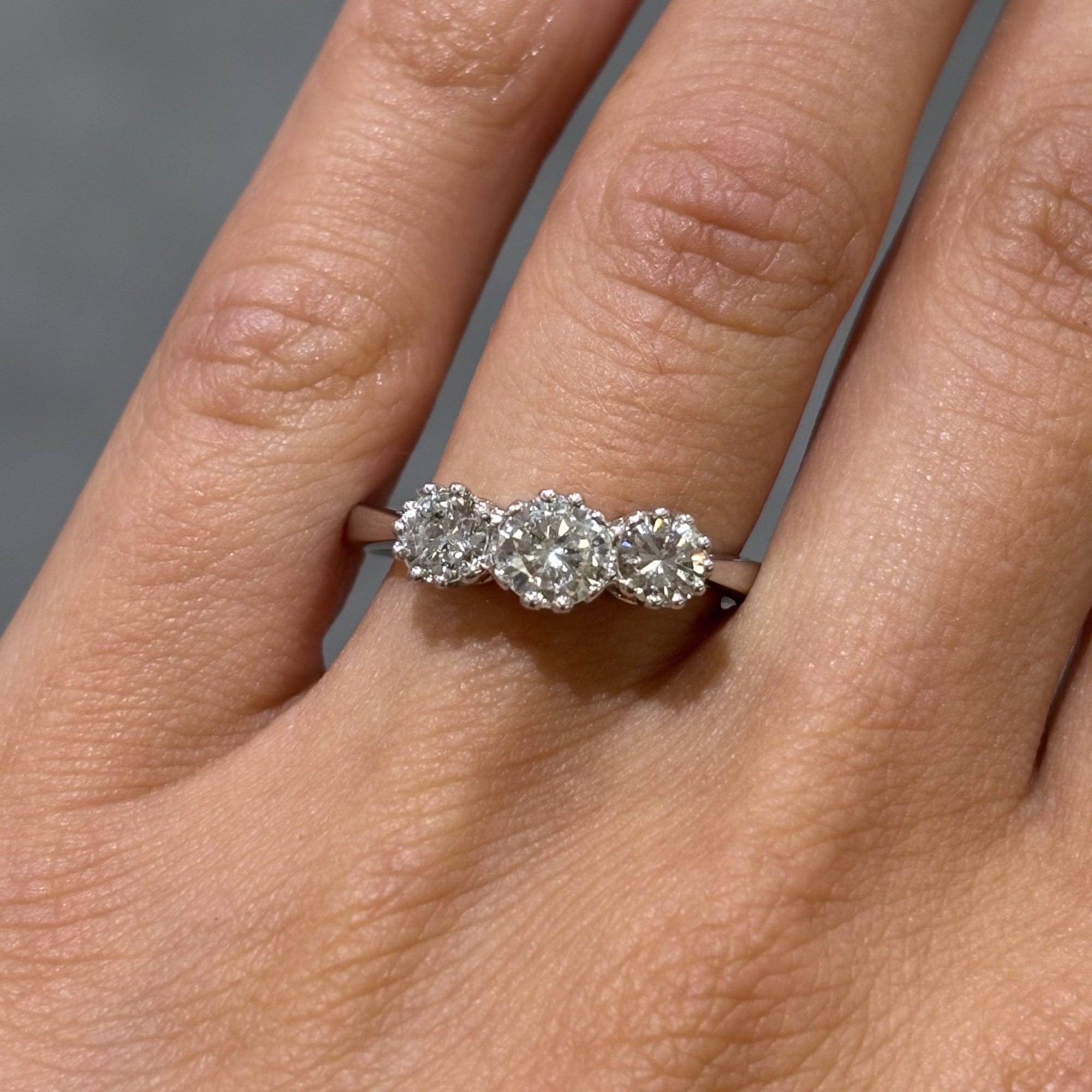 Pre-Owned 18ct White Gold 1.10ct Trilogy Ring
