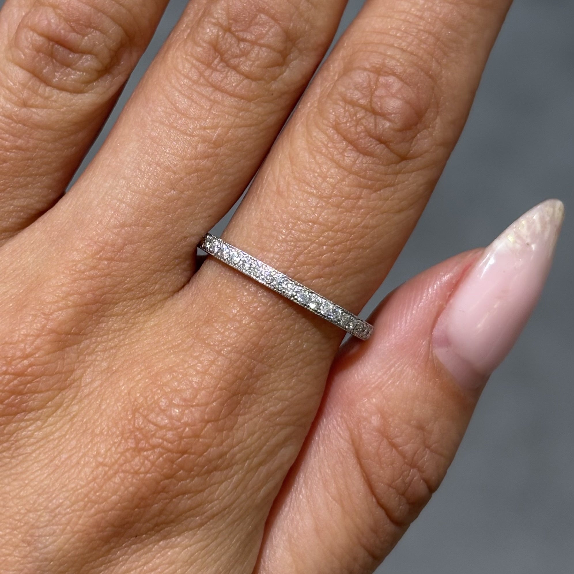 Pre-Owned 18ct White Gold 0.10ct Diamond 1/2 ET Ring